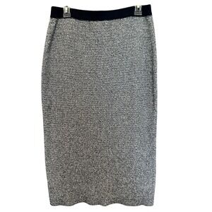 ZARA Striped Knit Pencil Skirt Midi Length Women's Size L Corporate Office Siren